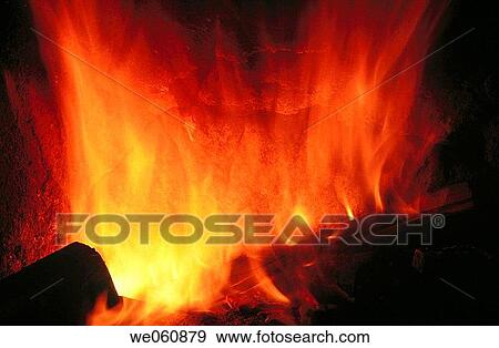 Stock Photo - Log fire.. Fotosearch