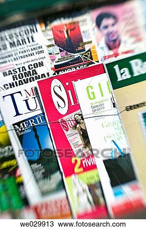 Stock Image - Magazine rack. Rome, Italy. Fotosearch