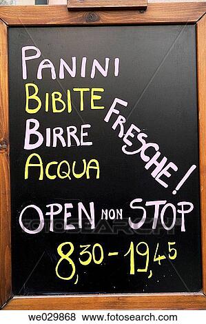 Menu board. Como, Italy View Large Photo Image Stock Photo - Menu board. Como, Italy. Fotosearch