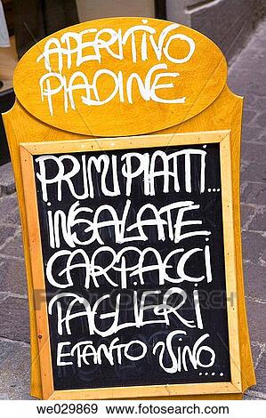 Menu board. Como, Italy View Large Photo Image Stock Photo - Menu board. Como, Italy. Fotosearch