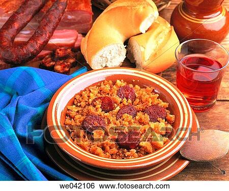 ? Migas? (traditional dish in Spanish cuisine) with pork sausage View Large Photo Image Stock Photograph - ? Migas? (traditional dish in Spanish cuisine) with pork sausage. Fotosearch