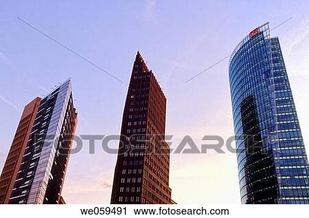Modern skyscrapers on Potsdamer Platz, former site of part of the Berlin Wall_ Berlin, Germany View Large Photo Image Stock Image - Modern skyscrapers on Potsdamer Platz, former site of part of the Berlin Wall_ Berlin, Germany. Fotosearch