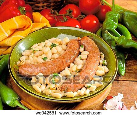 ? Mongetes amb butifarra? beans and pork sausage, Catalan cuisine View Large Photo Image Stock Image - ? Mongetes amb butifarra? beans and pork sausage, Catalan cuisine. Fotosearch