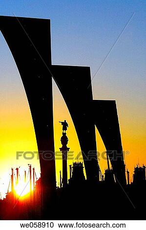 Monument to Columbus at Port Vell, Barcelona. Catalonia, Spain View Large Photo Image Stock Image - Monument to Columbus at Port Vell, Barcelona. Catalonia, Spain. Fotosearch