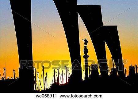 Monument to Columbus at Port Vell, Barcelona. Catalonia, Spain View Large Photo Image Stock Image - Monument to Columbus at Port Vell, Barcelona. Catalonia, Spain. Fotosearch