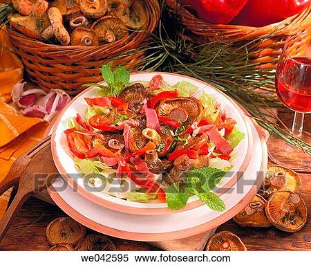 Mushroom salad with fresh mint View Large Photo Image Stock Photography - Mushroom salad with fresh mint. Fotosearch