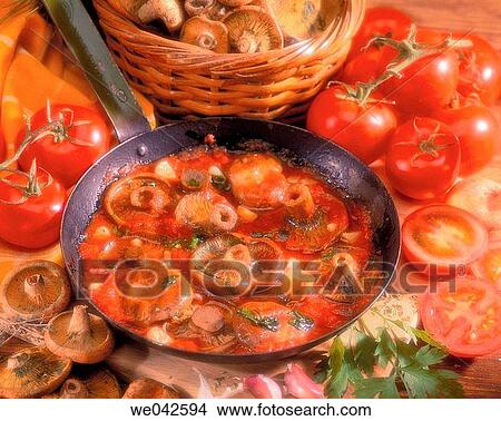 Mushrooms in tomato sauce View Large Photo Image Picture - Mushrooms in tomato sauce. Fotosearch