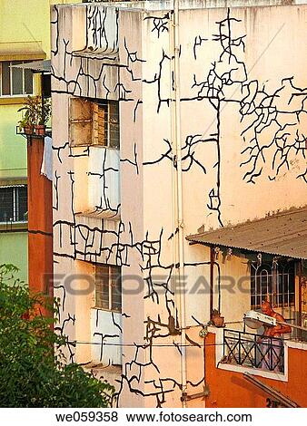 Patching on building external cracks for rainwater leakage at Vadgaon Budruk. Pune, Maharashtra, India. View Large Photo Image Stock Photo - Patching on building external cracks for rainwater leakage at Vadgaon Budruk. Pune, Maharashtra, India.. Fotosearch