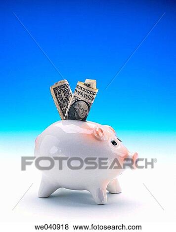 Piggy bank and dollars View Large Photo Image Stock Photo - Piggy bank and dollars. Fotosearch