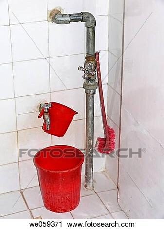 Red bucket, pot and brush kept in toilet. Pune, Maharashtra, India. View Large Photo Image Stock Image - Red bucket, pot and brush kept in toilet. Pune, Maharashtra, India.. Fotosearch