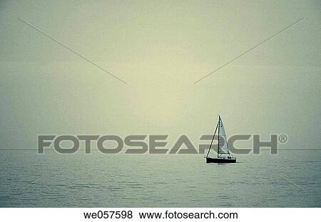 Stock Photo - Sailing boat. Mediterranean Sea. Fotosearch
