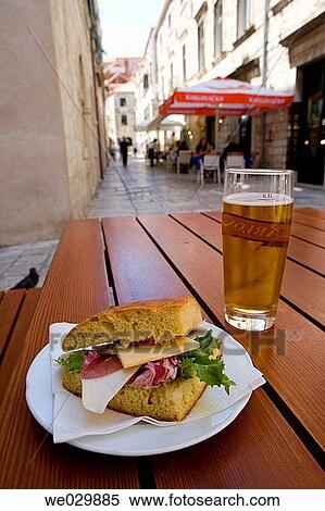 Sandwich and beer. Dubrovnik, Croatia View Large Photo Image Stock Photography - Sandwich and beer. Dubrovnik, Croatia. Fotosearch