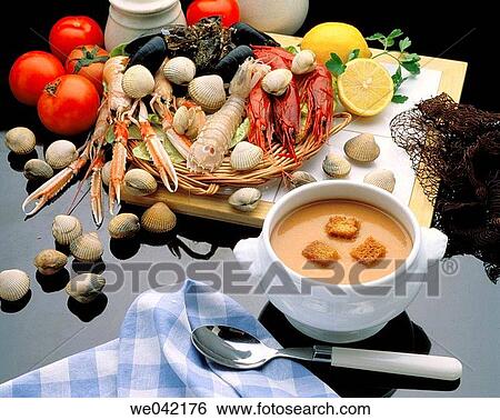 Seafood soup View Large Photo Image Stock Photograph - Seafood soup. Fotosearch