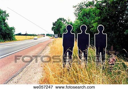 Stock Photo - Silhouettes of road accident victims. France. Fotosearch