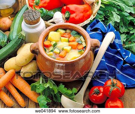 Picture - Vegetable soup. Fotosearch