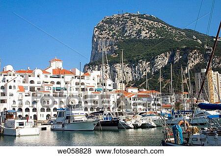 View of the Rock from marina, Gibraltar. UK View Large Photo Image Stock Photo - View of the Rock from marina, Gibraltar. UK. Fotosearch