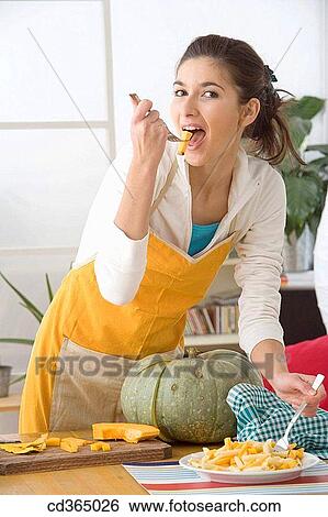 30's, brunette, at-home, apron, 20's View Large Photo Image Stock Photograph - 30's, brunette, at-home, apron, 20's. Fotosearch
