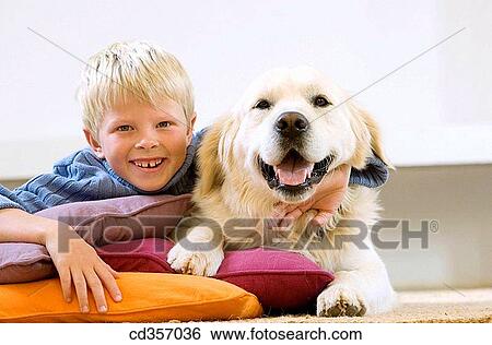 animal, boy, blond, at-home, affection View Large Photo Image Stock Photograph - animal, boy, blond, at-home, affection. Fotosearch