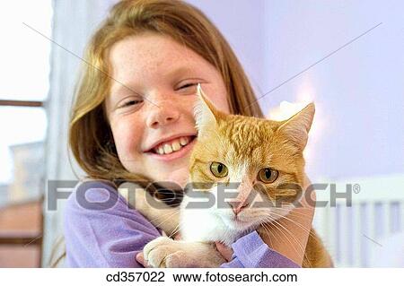 animal, child, cat, at-home, affection View Large Photo Image Stock Image - animal, child, cat, at-home, affection. Fotosearch