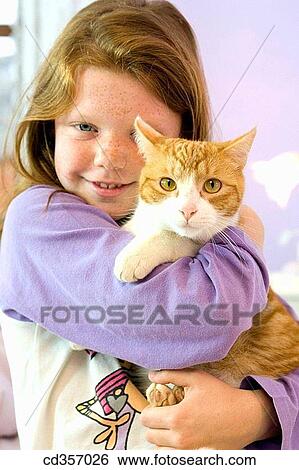 animal, child, cat, at-home, affection View Large Photo Image Stock Photograph - animal, child, cat, at-home, affection. Fotosearch