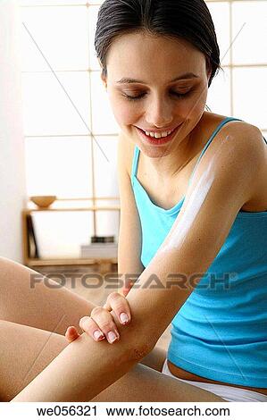 arm, brunette, Body care, apply View Large Photo Image Stock Image - arm, brunette, Body care, apply. Fotosearch