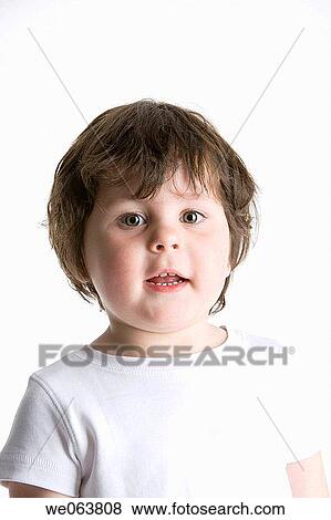 Stock Photo - attention, brunette, baby, attentive, 3-4 years. Fotosearch