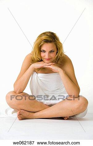 Stock Photo - attractive, beauty, beautiful, barefoot, attitude. Fotosearch