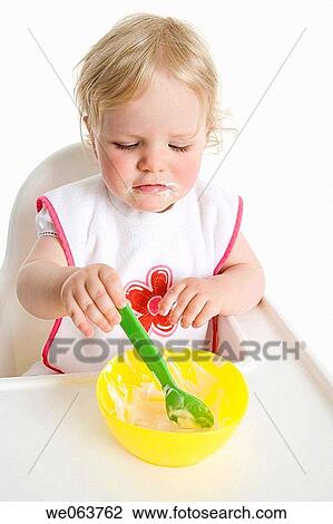 baby, bib, blond, bowl, child, childhood View Large Photo Image Stock Image - baby, bib, blond, bowl, child, childhood. Fotosearch