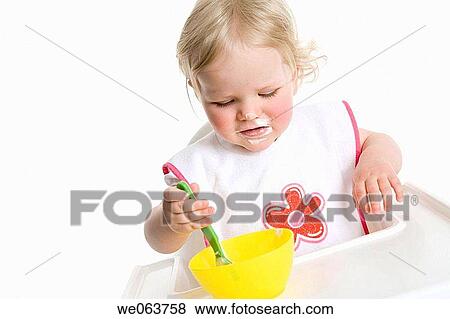 baby, bib, blond, bowl, child, childhood View Large Photo Image Stock Photo - baby, bib, blond, bowl, child, childhood. Fotosearch