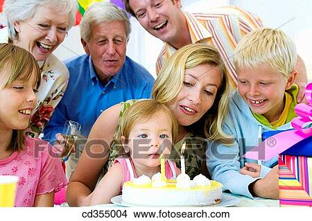 baby, Birthday party, Birthday cake, 3 generations View Large Photo Image Picture - baby, Birthday party, Birthday cake, 3 generations. Fotosearch