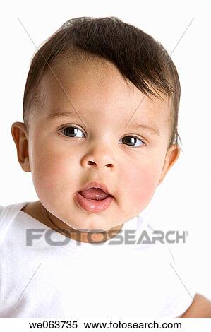 baby, black hair, child, childhood, Close-up View Large Photo Image Stock Photography - baby, black hair, child, childhood, Close-up. Fotosearch