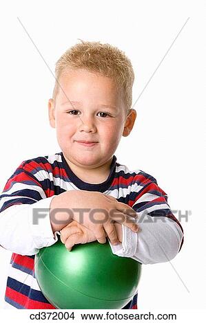 Picture - baby, boy, blond, ball, 3-4 years. Fotosearch