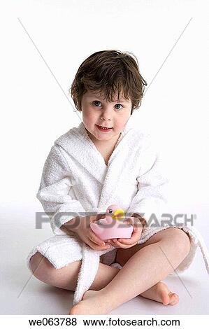 baby, brunette, bathrobe, barefoot, 3-4 years View Large Photo Image Stock Photo - baby, brunette, bathrobe, barefoot, 3-4 years. Fotosearch