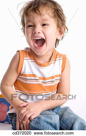 Stock Image - baby, child, boy, black hair, 3-4 years. Fotosearch