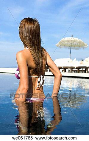 back view, bathe, bathing, brunette View Large Photo Image Stock Photography - back view, bathe, bathing, brunette. Fotosearch