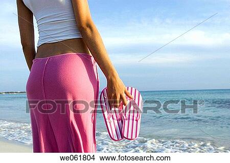 Picture - back view, beach, calm, contemporary. Fotosearch