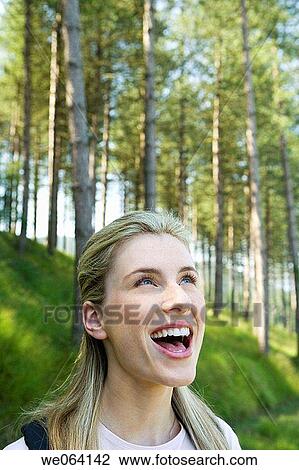 Stock Image - backpack, Close-up, blond, amusement. Fotosearch