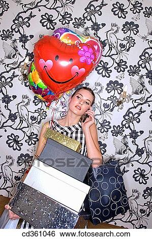 Stock Photograph - bag, balloon, birthday, calling. Fotosearch