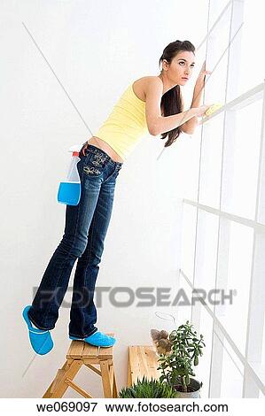 balance, clean, brunette, at-home View Large Photo Image Stock Photo - balance, clean, brunette, at-home. Fotosearch