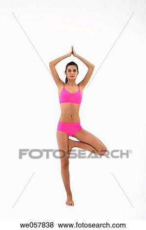 balance, clipping path, brunette, Arms raised View Large Photo Image Stock Photo - balance, clipping path, brunette, Arms raised. Fotosearch