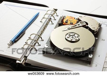 Stock Photo - Ball-point pen, computer, Close-up, business, agenda. Fotosearch