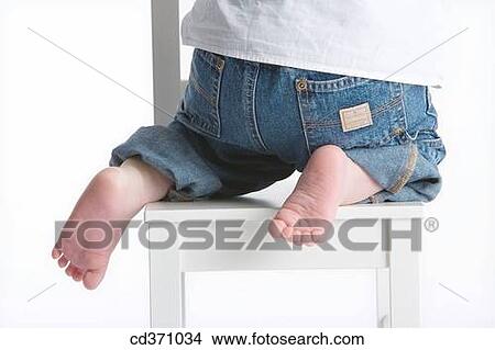 Picture - barefoot, anonymous, back view, baby, ascending, ability. Fotosearch