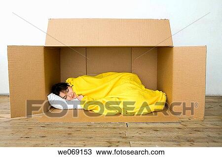 bed, blanket, brunette, cardboard View Large Photo Image Stock Image - bed, blanket, brunette, cardboard. Fotosearch
