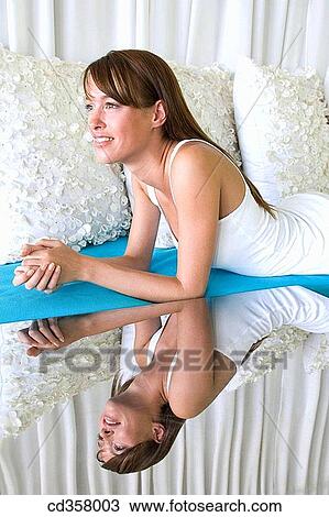 bed, calm, brunette, bedroom, absorbed View Large Photo Image Stock Image - bed, calm, brunette, bedroom, absorbed. Fotosearch