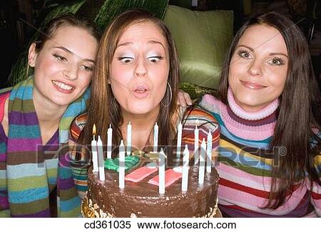 Stock Photography - birthday, blow, Birthday party, Birthday cake, affection. Fotosearch