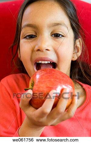 bite, child, brunette, biting, apple View Large Photo Image Stock Photograph - bite, child, brunette, biting, apple. Fotosearch