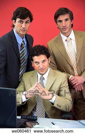 Stock Image - black hair, businessman, business, boss, authority. Fotosearch
