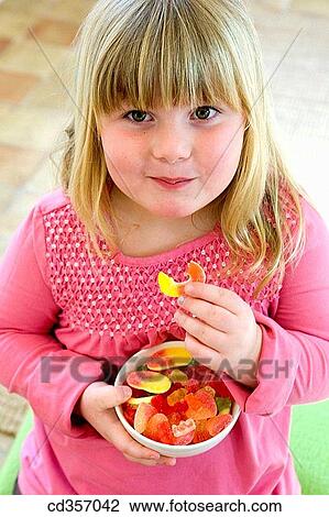 Stock Image - blond, bowl, child, childhood. Fotosearch