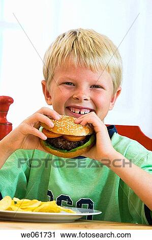 blond, boy, burger, calorie, child View Large Photo Image Stock Image - blond, boy, burger, calorie, child. Fotosearch
