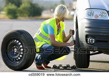 blond, car, breakdown, automobile View Large Photo Image Stock Photo - blond, car, breakdown, automobile. Fotosearch